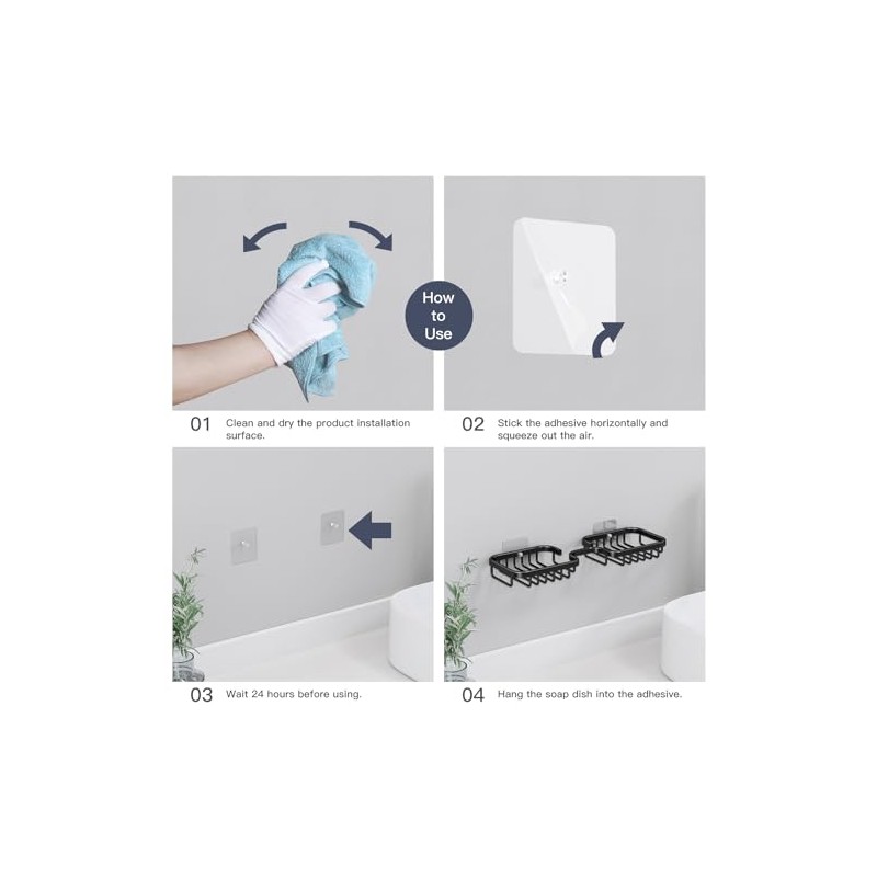 Soap Dish Holder for Shower, Adhesive Tape On Back, Accessory