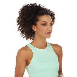 Glory Drawstring Ponytail Color 4 Dark Brown - Sepia Wigs Tight Spiral Curls Wrap Around Fun Bun Updo Synthetic African American Top of Head Pony Curly Bundle MaxWigs Hairloss Booklet