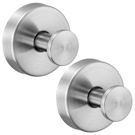 Supopular Reusable Heavy Duty Suction Cup Hooks for Kitchen/Bathroom/Shower - Wet-Proof Hooks for Towels, Robes, Loofah&Wreaths/No Drill Mounting on Glass, Tile, Metal (2, Brushed Nickel)