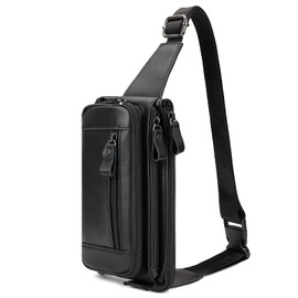 HUMERPAUL Bumbags Leather Fanny Pack for Men Women, Belt Bag Fashion Waist Packs Small Crossbody Bag with Adjustable Strap for Travel Sport Walk (Black)