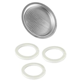 Univen 2.5" (64mm) Espresso Filter and Gasket Seals Compatible with Bialetti 6 Cup Aluminum Espresso Makers