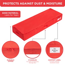 HOLDN STORAGE Premium Wrapping Paper Storage Container -Durable Material 600D tear-proof - Fits up to 27 Paper Rolls -Extra Pockets for Ribbons & Bows. Underbed Gift Wrap Organizer, Ideal for Holiday Christmas, etc