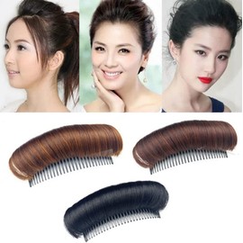 3PCS Hair Bun Invisible False Hair Clip Bump It Up Volume Hair Base Fluffy Hair Pad Styling Insert Tool Volume Increased Pads Fluffy Princess Styling Accessories for Women Girls Dark Brown