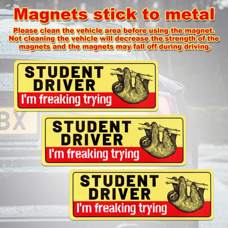 3pcs Student Driver Magnets, I'm Freaking Trying Car Sticker Safety