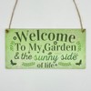 Second Ave Welcome to My Garden Wooden Hanging Rectangle Home