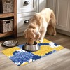 Blue Yellow Flowers Pet Cat Dog Food Mat-Absorbent Quick Dry