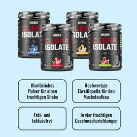 WEIDER Clear Whey Isolate, Fruity Whey Protein Isolate with High Protein Content for Refreshing Protein Shakes, Premium Quality Protein Powder, Sugar-Free, Red Fruits, 500 g