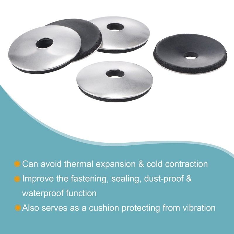sourcing map Bonded Sealing Washers 25x5.5x2.8mm Stainless Steel EPDM Rubber
