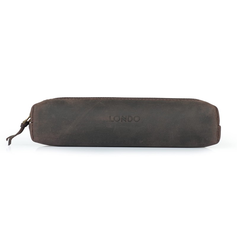 Londo Genuine Leather Zipper Pen, Pencil & Cosmetic Case (One