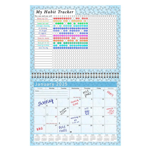 2025 Monthly Desktop/Wall Calendar/Planner - Habit Tracker - Daily, Weekly