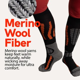 Pure Athlete Ski Socks Warm Merino Wool - Best Lightweight Thin Ski Snowboard Sock Women Men (3 Pairs - Black/Neon Pink, Large-X-Large)