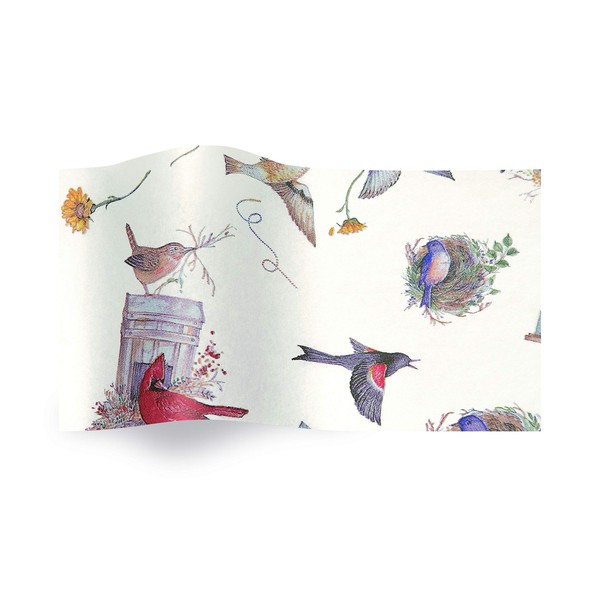 SatinWrap Luxury Printed Tissue Wrapping Paper Birds Nest 5 Sheet,