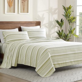 ClevaHome Classic Stripe Sheet Set - 4 Pieces Super Soft & Breathable Bed Sheet Set with Deep Pocket, Enhanced Comfort & Easy Care (King, Sage Stripe)