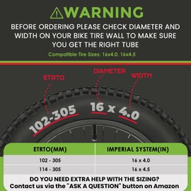 PAKCHEF 16 x 4.0 Inner Tube with Schrader Valve - Ideal for Kids Electric Bike with 16 Inch Fat Tires - Butyl Rubber Durable & Reliable Performance (2 Pack)