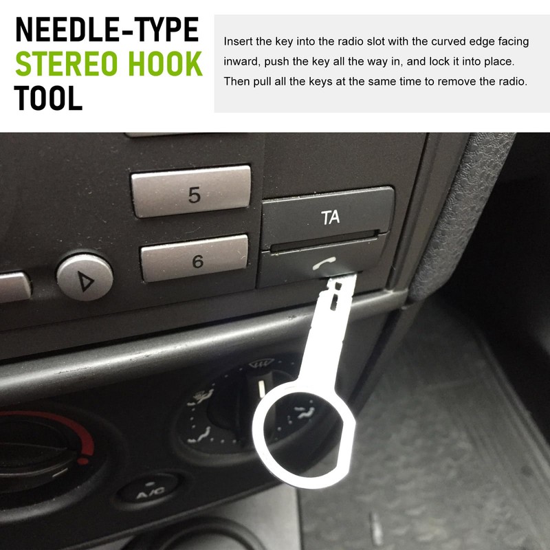4 PCS Car Radio Removal Pry Tool, U-Shaped Wires+Keys