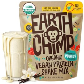 EarthChimp Proteína vegana orgánica en polvo (con probióticos), sin OMG, sin lácteos ni suero de leche, proteína vegetal en polvo para mujeres y...   