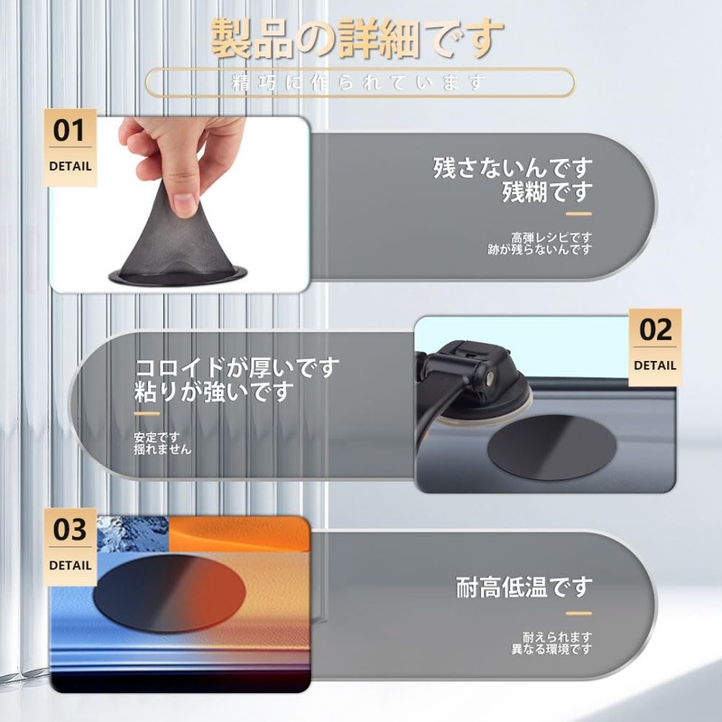 Suction Cup Base, Dashboard, Auxiliary Plate, Dashboard, Suction Cup Base