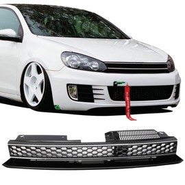 Grille Compatible With 2010-2014 Volkswagen Golf 6 MK6, GTI Style ABS Plastic Black W & Chrome Trim Front Bumper Grill Hood Mesh by IKON MOTORSPORTS, 2011 2012 2013