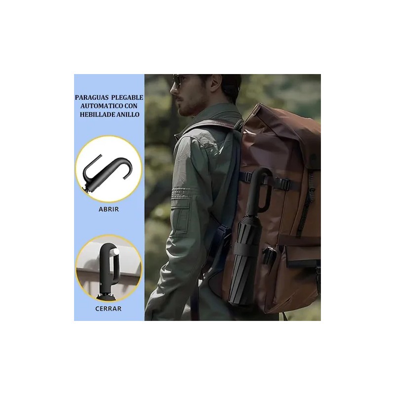 Paraguas Plegable Automático VABESSA con Protección UV y 10 Varillas