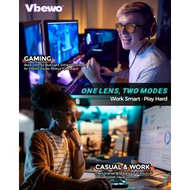 Vbewo 2 Packs Professional Sleep Glasses with Blue Light Blocking Dual AR Coatings Amber Lens, Computer Gaming Glasses for Men Women, Anti Fatigue & Eye Strain