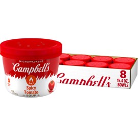 Campbell’s Spicy Tomato Soup, 15.4 oz Microwavable Bowl (Pack of 8)