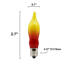 Creative Hobbies 12 Pack Orange & Red Flame Tip Bulbs, 7W 120V, E12 Candelabra Base