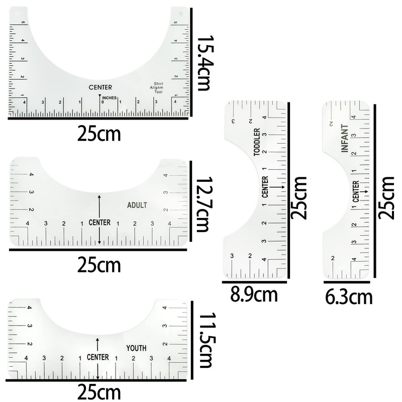 5 Pcs T-Shirt Alignment Tools with 2 * Measure Tape