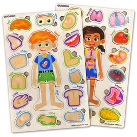 QUOKKA Puzzles for Kids – Montessori Puzzles for Toddlers 3-5 – Preschool Game Learning Human Body Parts Anatomy Skeleton – Educational Toys for Boy & Girl