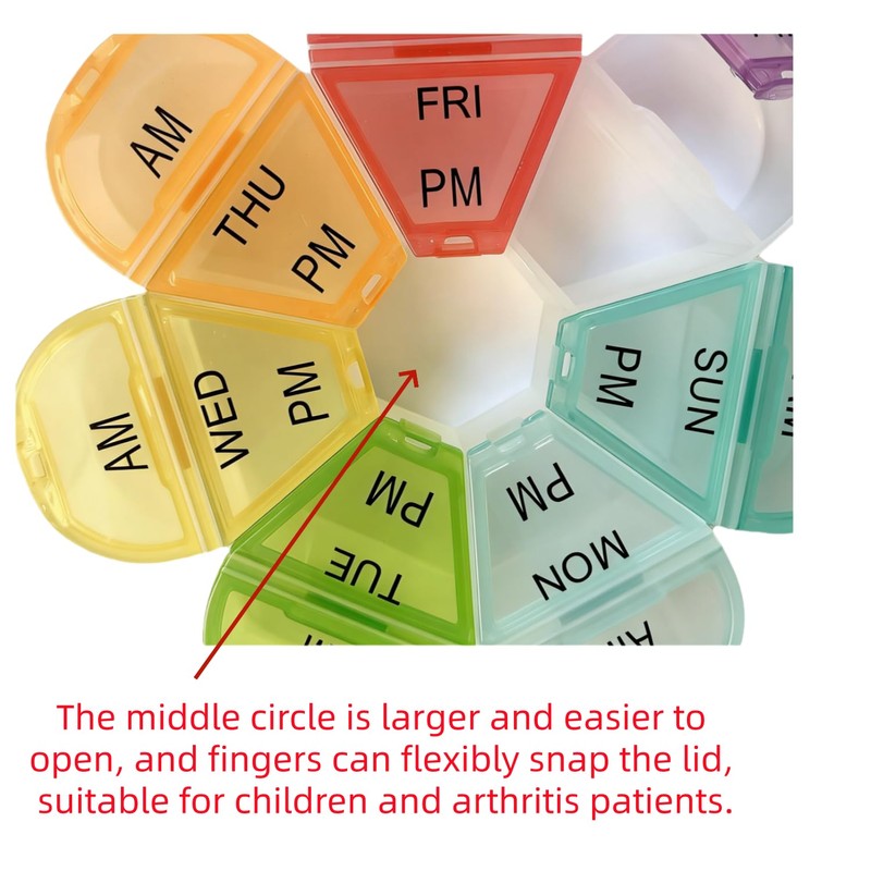 Cute 7 Day AM PM Pill Organizer, Weekly Twice a
