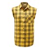 Sleeveless Funny Casual Shirt，Plaid Front Shirt for Men Yellow