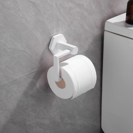 GERZWY Bath Toilet Paper Holder SUS 304 Stainless Steel Hotel Square Tissue Roll Holder Wall Mount, White Finish