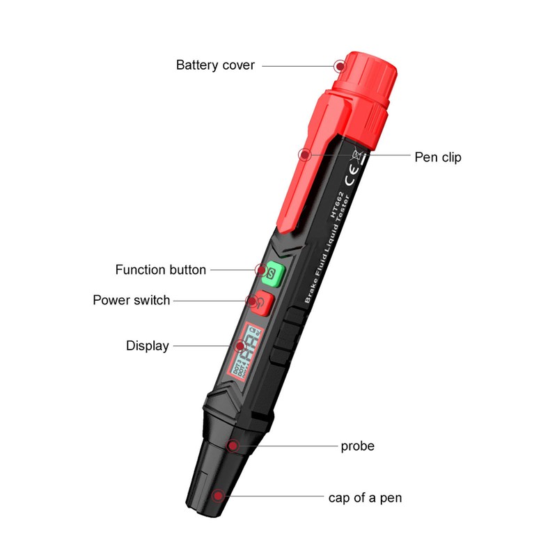 Brake Fluid Liquid Tester Pen Oil Moisture Detector Vehicle Automotive