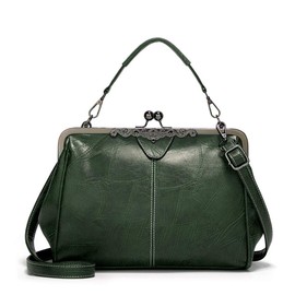 Segater® Women Retro Hollow Oil Wax PU Leather Handbag Kiss Lock Crossbody Purse Vintage Messenger Bag Tote