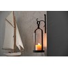 Souliron Hanging Hurricane Glass Wall Sconce Candle Holder Black Metal