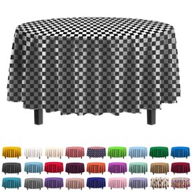 4-Pack Checkered Plastic Table Cloth - 84-Inch Round Disposable Tablecloth for Parties - Round Tablecloth - Disposable Table Cloths for Parties - Plastic Table Cover for Picnics - Exquisite
