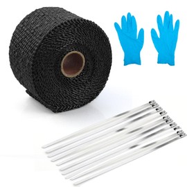 10m Selbstklebendes Hitzeschutzband Auspuffbandage Mit 10 Edelstahl-Kabelbindern | Hochtemperaturbeständiges Krümmerband Für Motorrad, Auto, Fächerkrümmer & Auspuffrohre