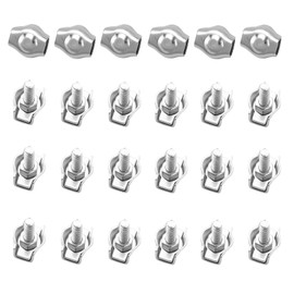 SyiXute Pack of 24 M2 Wire Rope Clamps, Simplex Clamp for 2 mm Wire Ropes, Stainless Steel Rope Clamp for Attaching Steel Wire Ropes and Cable Ropes