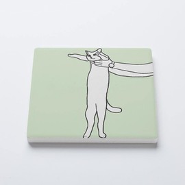 Cat Meme Coaster 4, Joyride Home Decor, Single Ceramic Coaster, 4-inch Individual Square Drink Coaster, Non-Slip Cork Back, Protects Surfaces, Express Your Style.