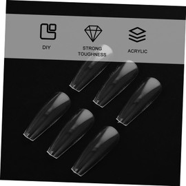 Healvian 200pcs Fake Nail Tips Detachable Nail Patches Acrylic Long Manicure Nail Pieces T-shape Translucent Comfortable Fit for Diy Nails at Home or