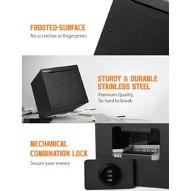 Synpinya Piggy Bank for Adults, Metal Money Box Stainless Steel Combination Reusable Safe, Metal Money Box with Combination Lock