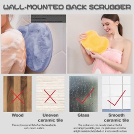 YVPSI Shower Foot & Back Scrubber, Wall Mounted Massage Pad, Silicone Bath Massage Cushion Brush with Suction Cups for Body Scrubber Improve Foot Circulation & Soothes Tired Feet (Blue+Yellow)