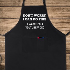 100% Cotton Funny Apron for Men Women Adjustable Bib Aprons with 2 Pockets Grill Kitchen Cooking BBQ One Size Fits All