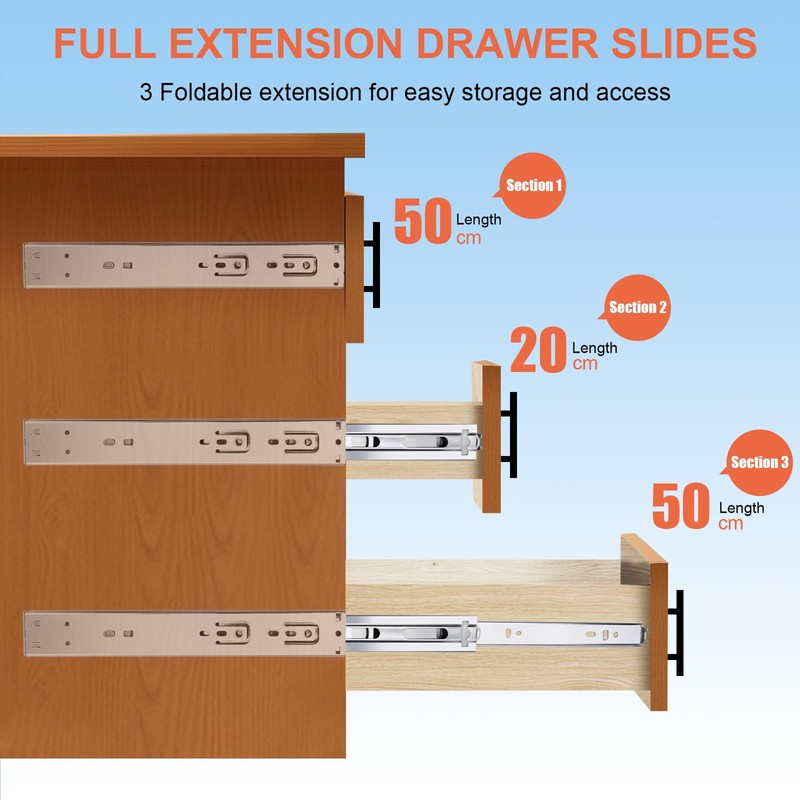 12 inch Drawer Slides 1 Pairs (2pcs) Soft Self Close
