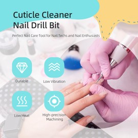 HYTOOS 3mm Inverted Cone Cuticle Clean Nail Drill Bit, 5Pcs/Set Russian Diamond Nail Bits Professional Safety Under Nail Cleaner Burr for Cuticle Dead Skin, Electric Nails Drill Accessories, Medium