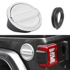 JeCar JL - Cubierta de llenado de combustible, tapa de gas de aleación de aluminio, accesorios exteriores para Jeep Wrangler 2018-2022 JL JLU, blanco