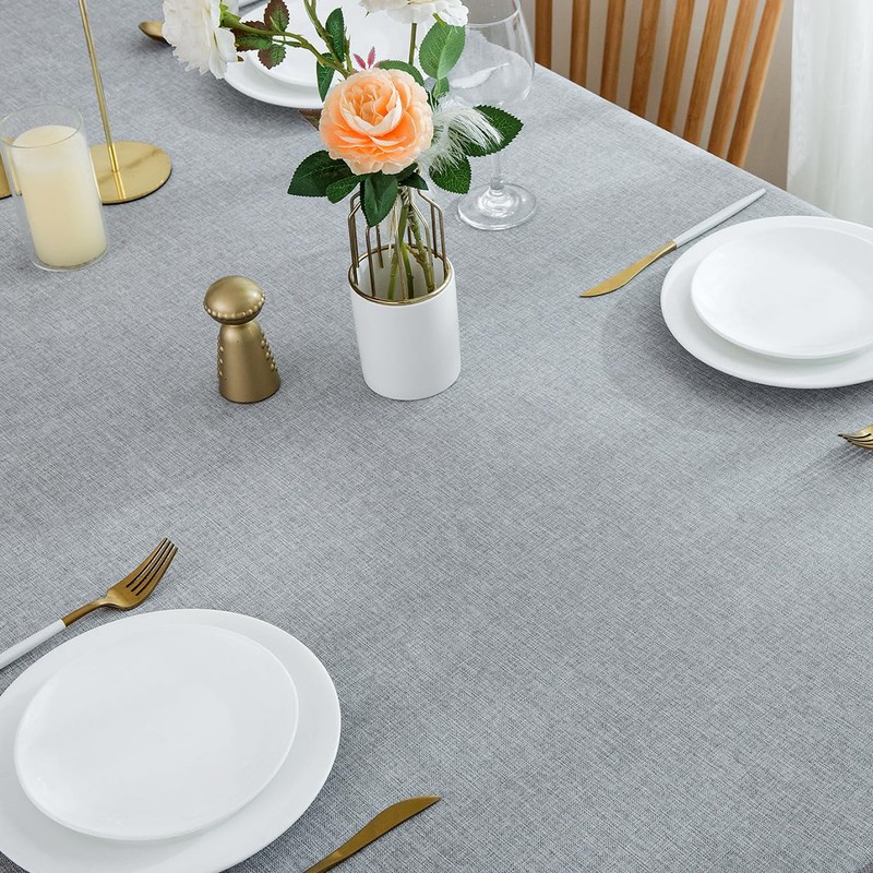 SPRICA Rectangle Tablecloth 180x140cm Water Resistant Linen Texture Spill Proof