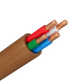 18/4 Thermostat Wire, Brown, 18 AWG, 4 Conductors, Solid Copper, Outdoor/Indoor Heat & UV Resistant, UL/ETL - CMR, CL3R, FT4, Residential, Commercial and Industrial Rated, Easy to Install, 250ft
