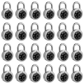 HZSY Combination Padlock 24 Pack, Fixed Dial Combination Padlock with Different Combinations, 2 in. Wide. Black Turntable, Lock for Gym & Locker, School, Toolbox, and More