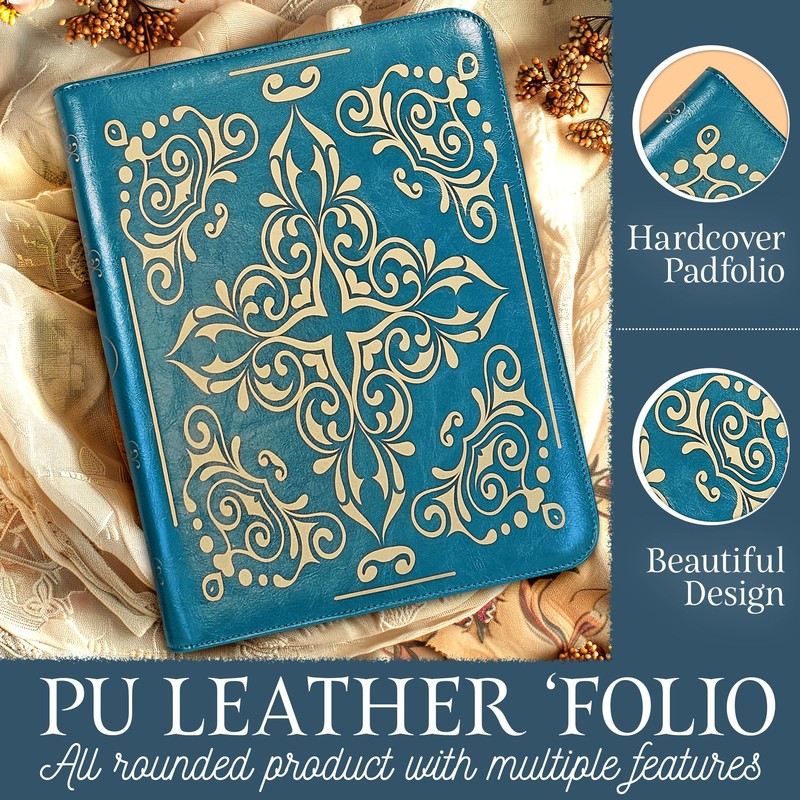 Professional Padfolio for Organized Productivity, Zippered Portfolio, Business Card &