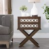 Leick 2 Drawer Diamond Mirrored Accent End Table in Walnut